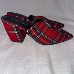 Jeffrey Campbell Red Plaid Mules